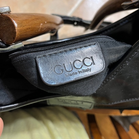 Vintage Gucci leather layered purse with wooden handle - Picture 9 of 12